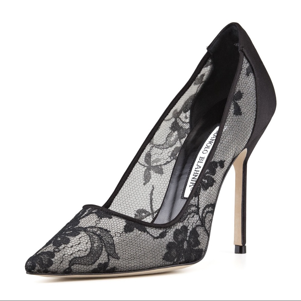 Authentic Black Lace Manolo Blahnik Pumps